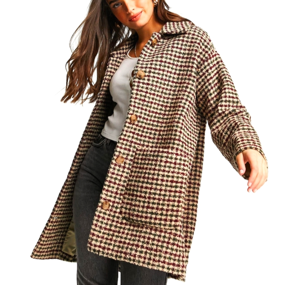 Checked Monki Nimra plaid oversized slouch coat